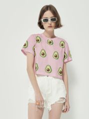 Áo Thun Croptop Hồng Họa Tiết Đặc Biệt